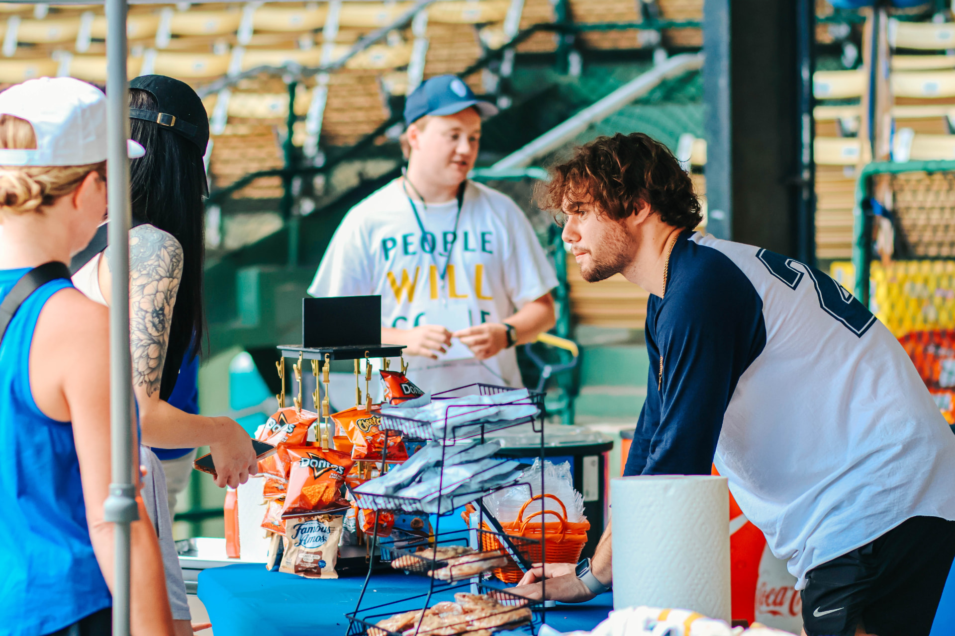 At the concession stand, fans can get all the classic ballpark food and snacks.