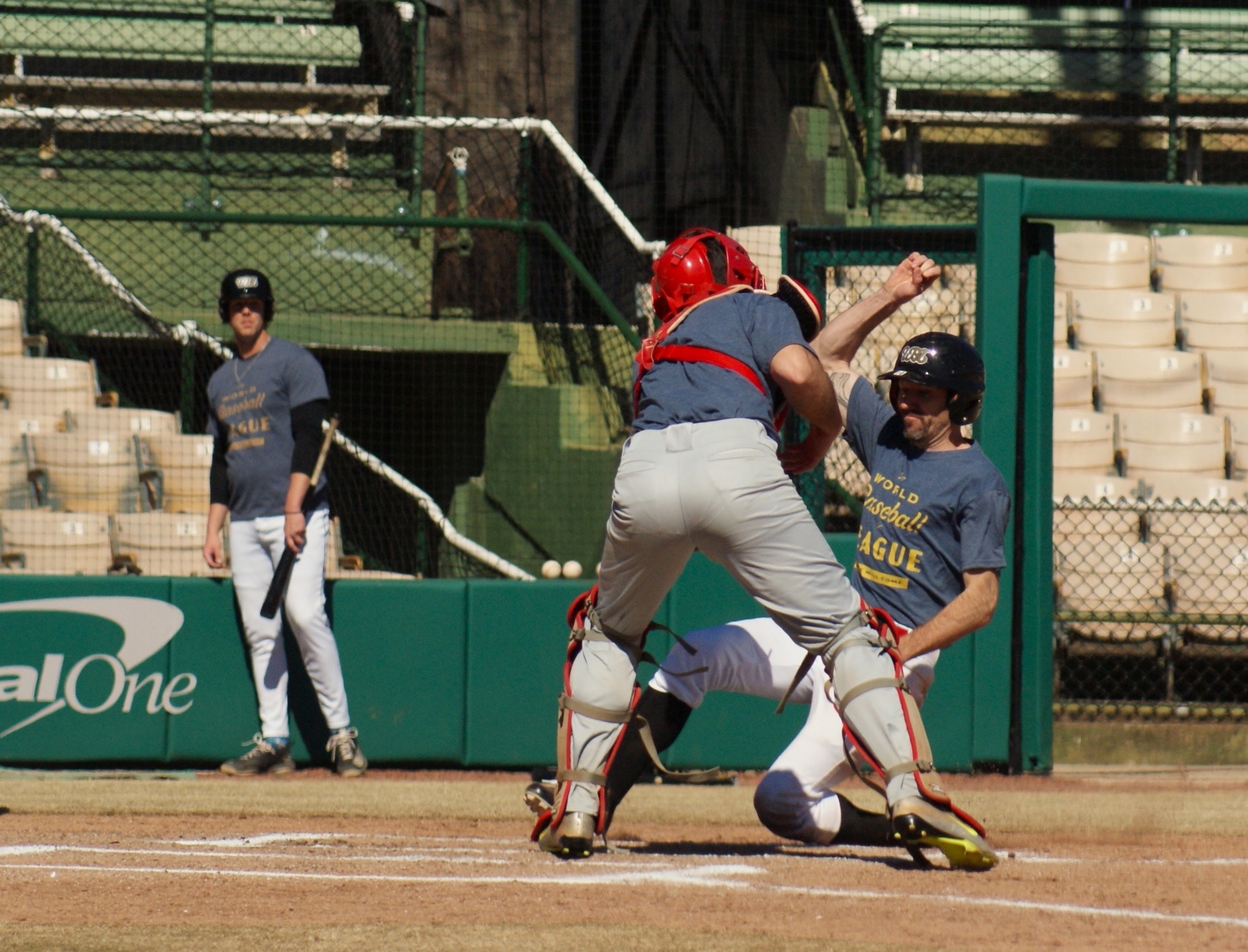 A play at the plate.